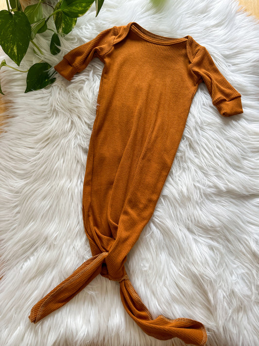 Knotted Baby Gown - Pecan