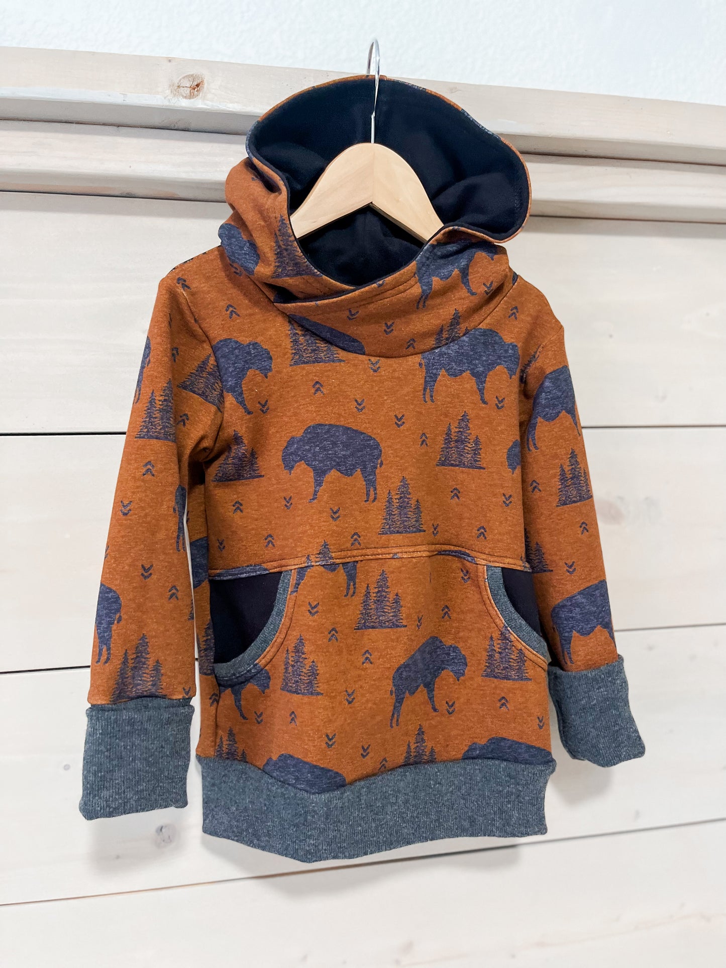 Grow With Me Pocket Hoodie - Rust Bison