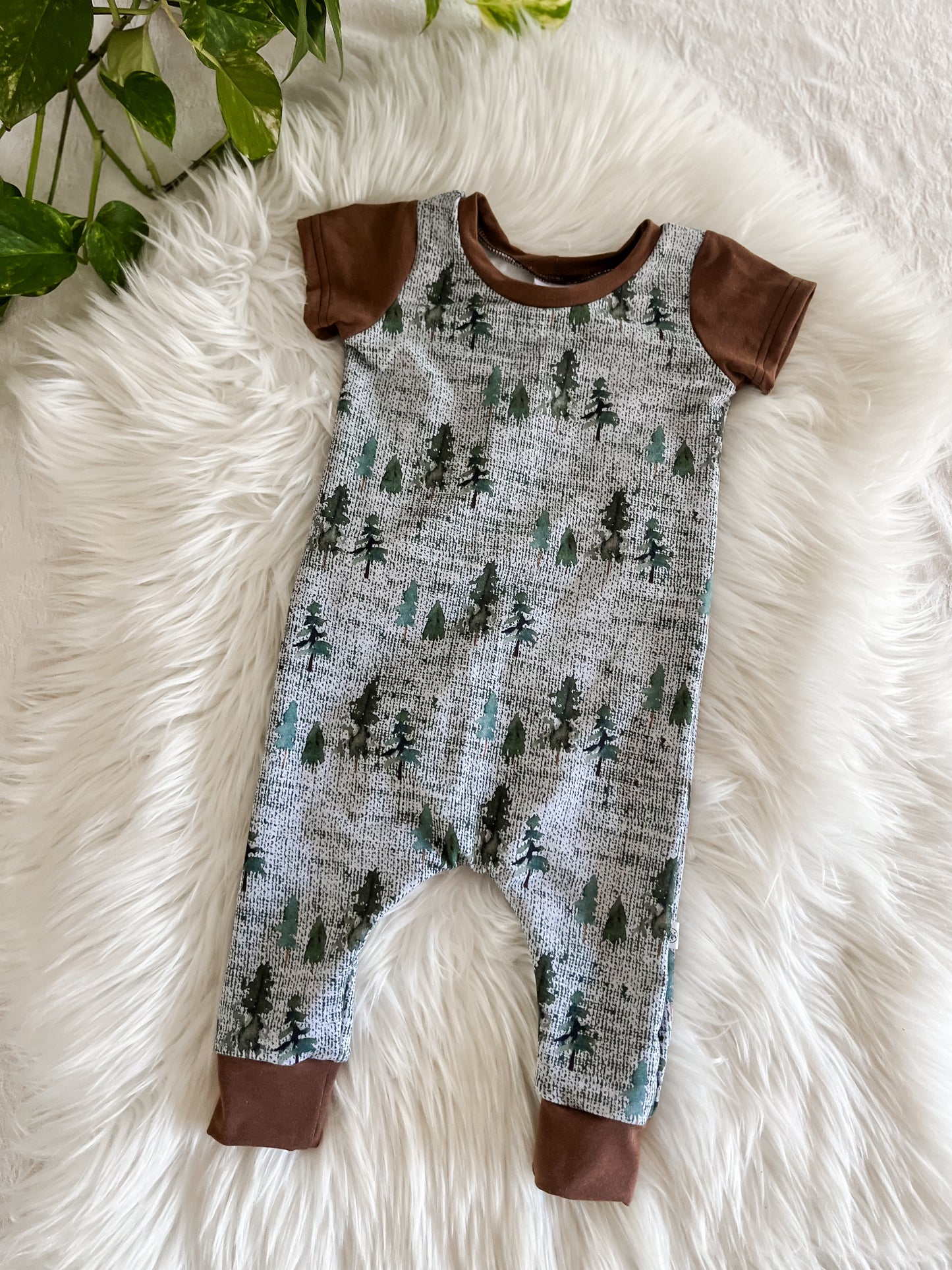 T-Shirt Romper - Green Trees