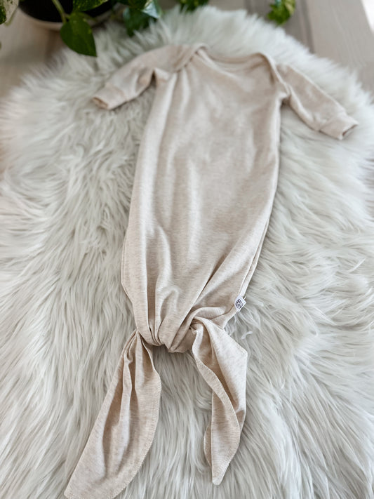 Knotted Baby Gown - Heathered Biscotti