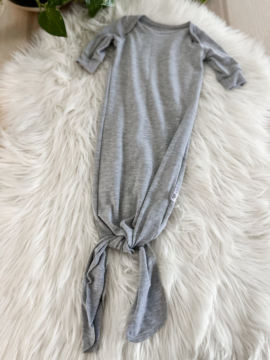 Knotted Baby Gown - Heathered Grey