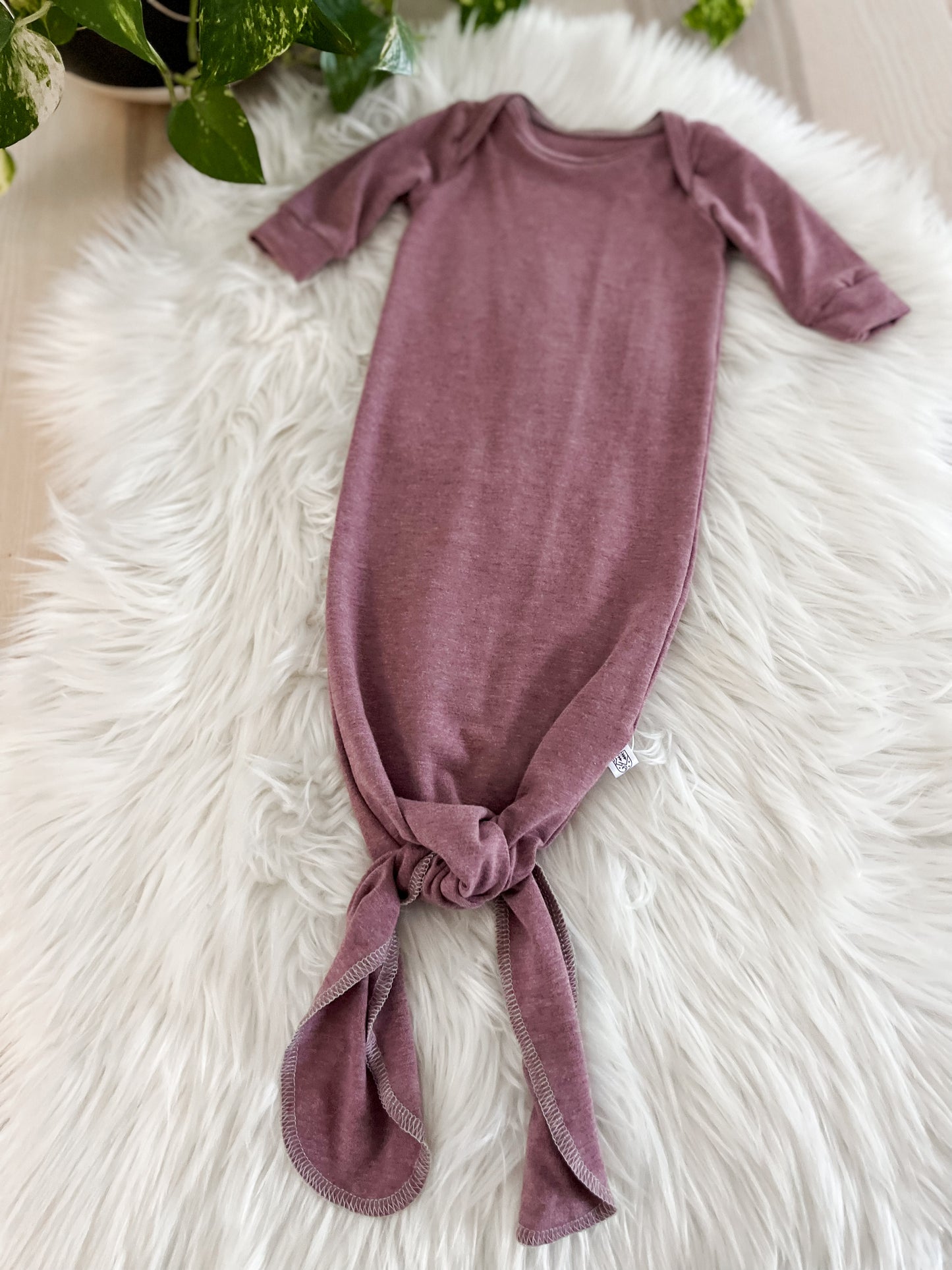 Knotted Baby Gown - Heathered Mauve