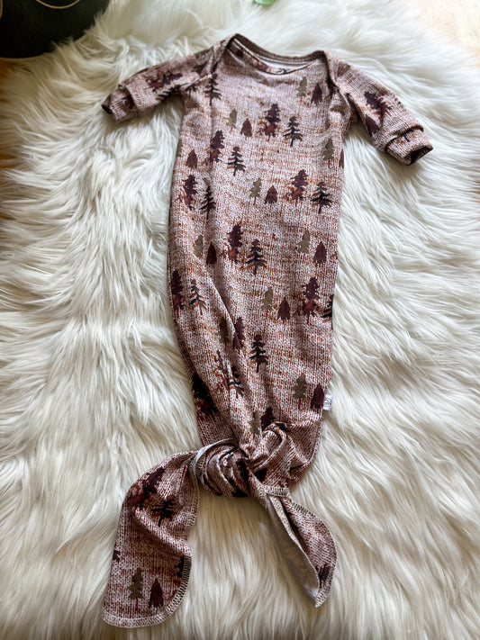 Knotted Baby Gown - Rust Trees