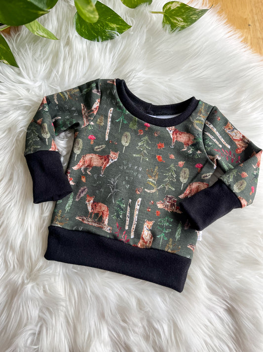 Grow With Me Pullover - Black Red Foxes