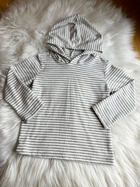 Hooded Long Sleeve - Light Grey Stripe