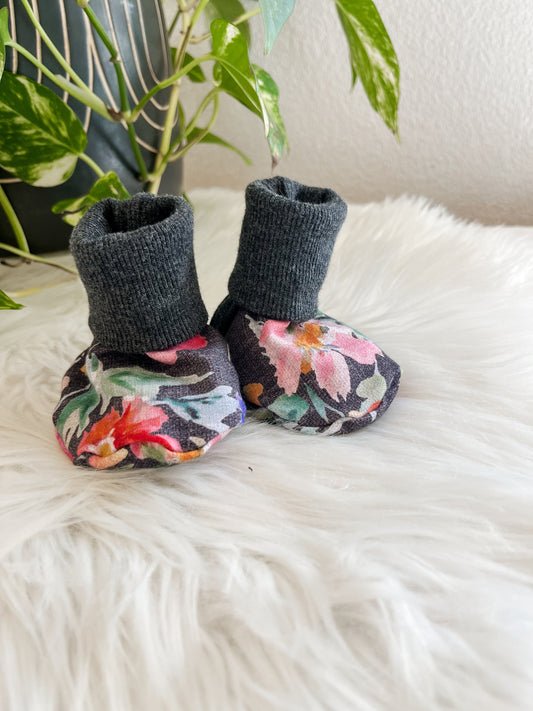 Baby Booties - Floral Brush Strokes